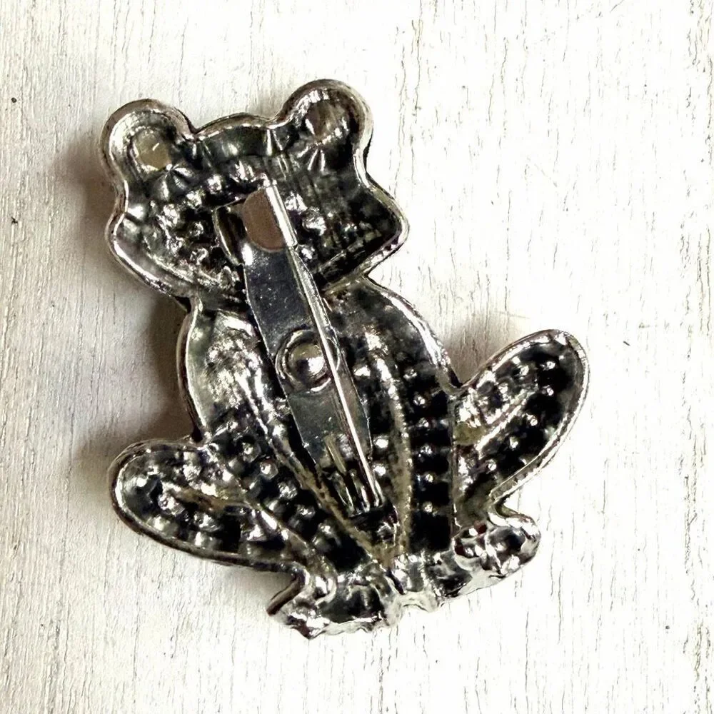Pink Rhinestone Frog Brooch pink rhinestone